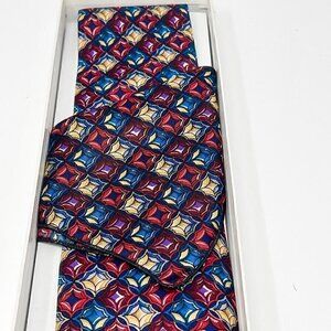 CHRISTIAN Dior SILK Tie, Monsieur, Men's, Burgundy/blue/yell Made in USA Vintage